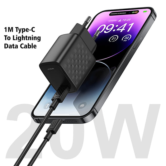 Cargador de Red con Cable Lightning Lito LC13L, 20W, 3A, 1 x USB-C, Negro
