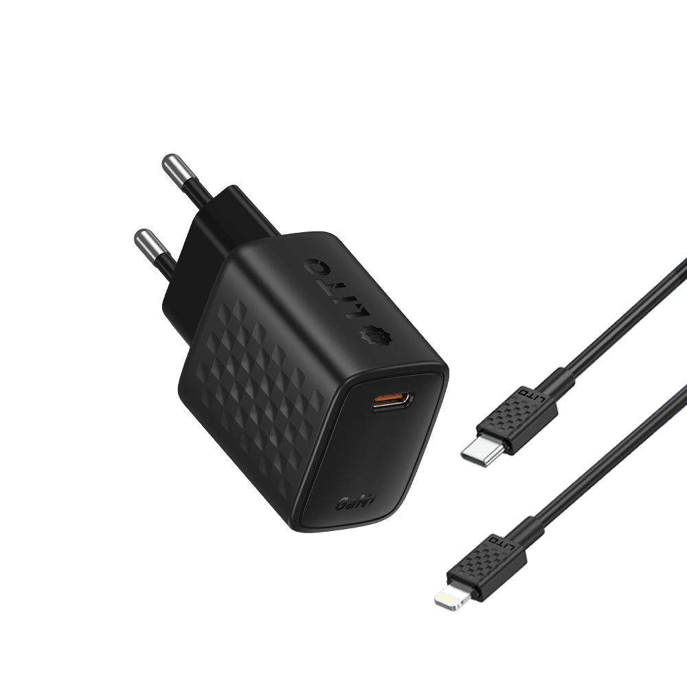 Cargador de Red con Cable Lightning Lito LC17L, 30W, 3A, 1 x USB-C, Negro