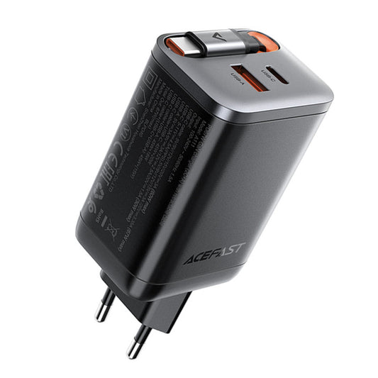 Cargador de Red con Cable USB-C Acefast A111, 67W, 3A, 1 x USB-A - 1 x USB-C, Negro
