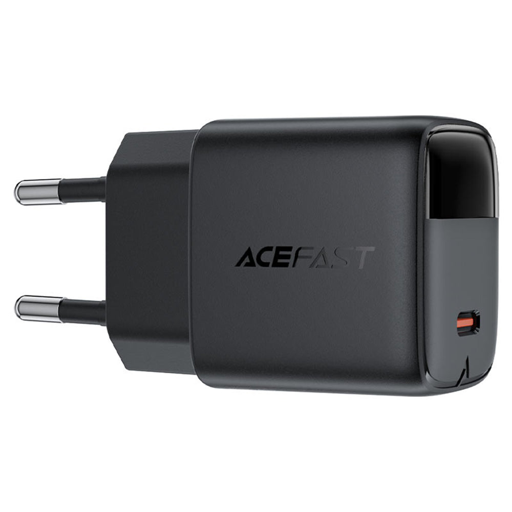 Cargador de Red con Cable USB-C Acefast A113 Display, 20W, 3A, 1 x USB-C, Negro