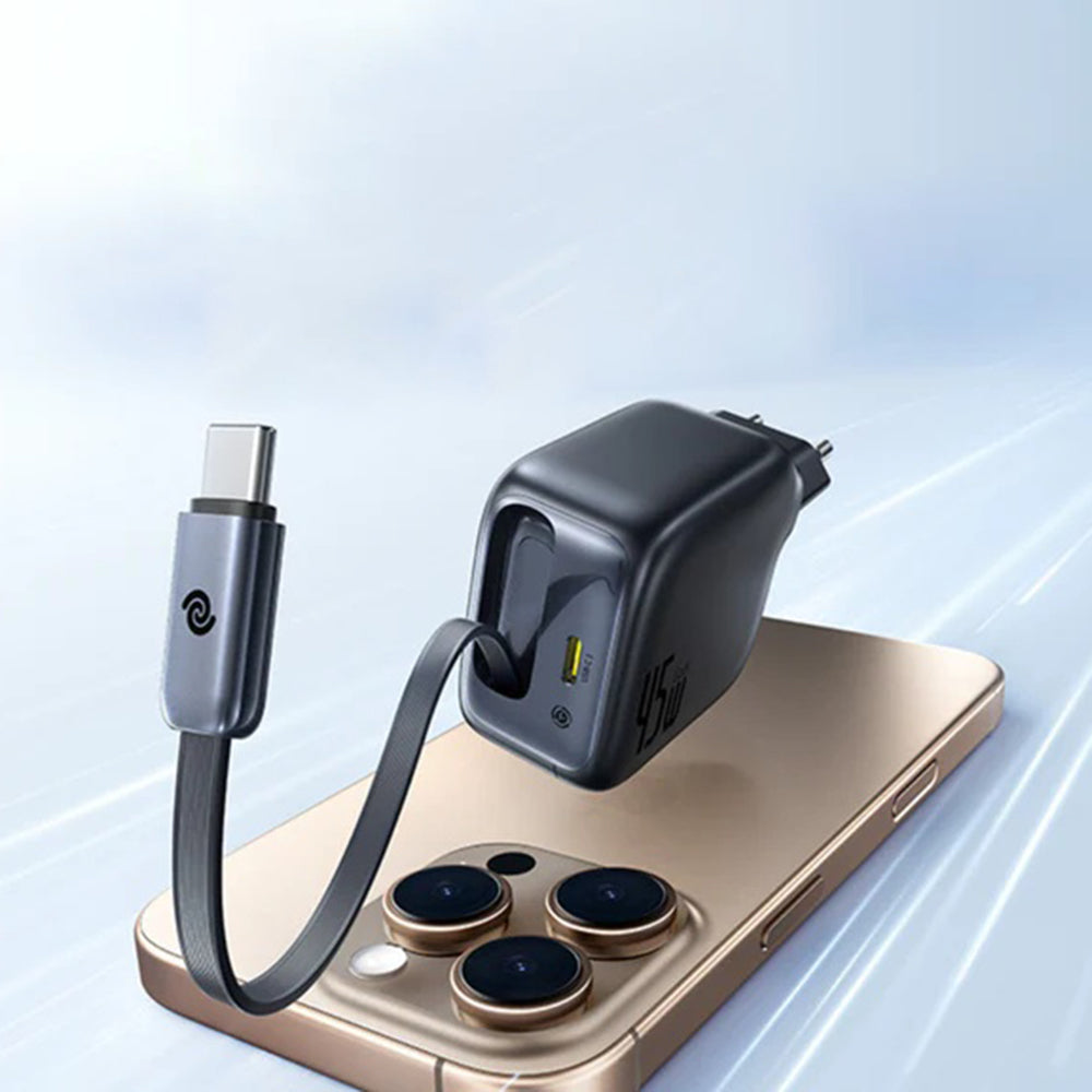 Cargador de Red con Cable USB-C Baseus EnerCore CJ11, 45W, 3A, 1 x USB-C, Negro Z0004800