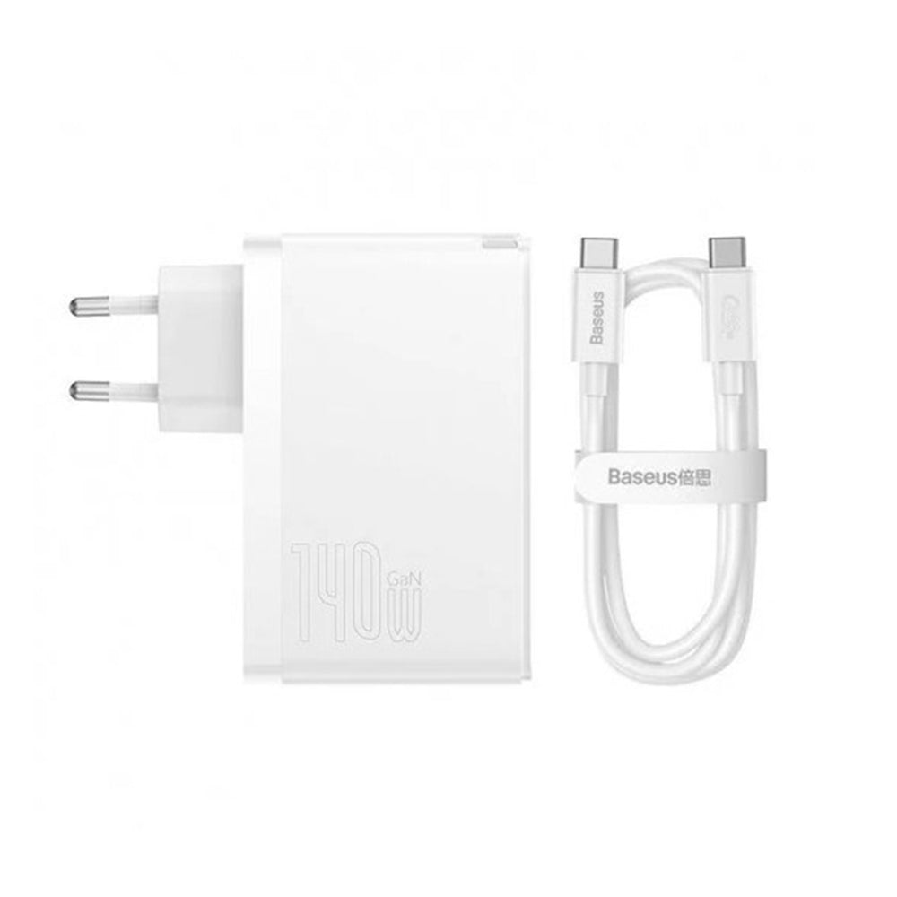 Cargador de Red con Cable USB-C Baseus GaN5 Pro, 140W, 5A, 1 x USB-A - 2 x USB-C, Blanco CCGP100202