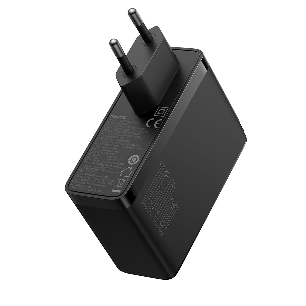Cargador de Red con Cable USB-C Baseus GaN5 Pro, 160W, 5A, 1 x USB-A - 2 x USB-C, Negro P10110825113-00