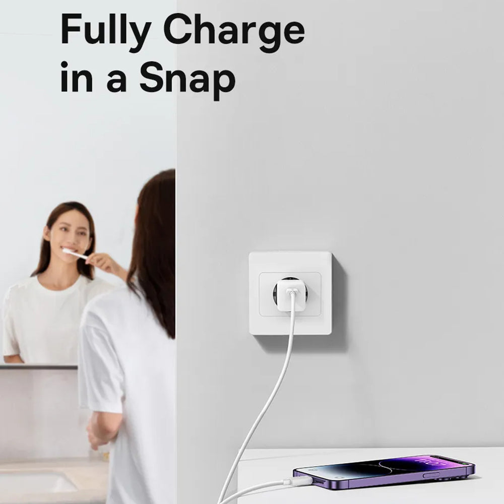 Cargador de Red con Cable USB-C Baseus GaN Mini 1C, 30W, 3A, 1 x USB-C, Azul P10110902313-00