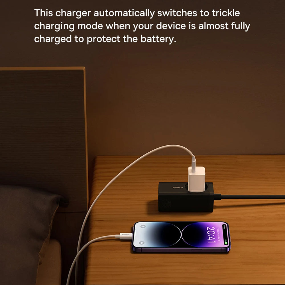 Cargador de Red con Cable USB-C Baseus GaN Mini 1C, 30W, 3A, 1 x USB-C, Azul P10110902313-00