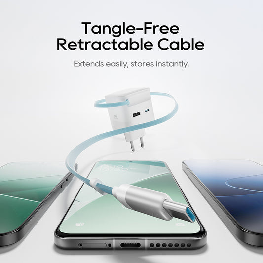 Cargador de Red con Cable USB-C Cuktech, 67W, 3.25A, 1 x USB-A - 1 x USB-C, Blanco CUKA653WEUWT