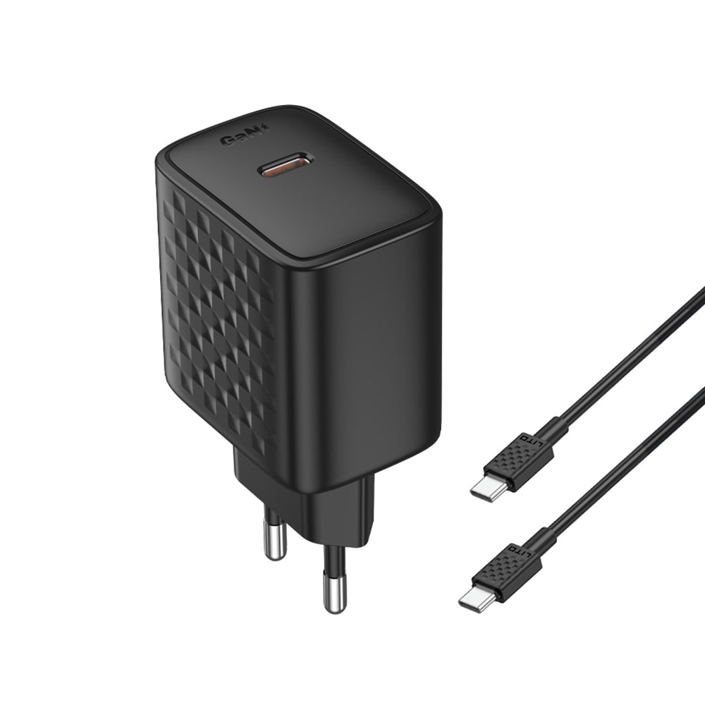 Cargador de Red con Cable USB-C Lito LC20T, 45W, 3A, 1 x USB-C, Negro