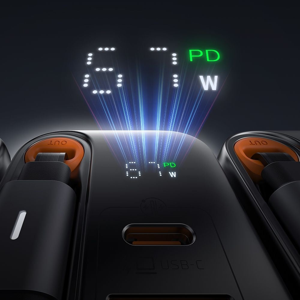 Cargador de Red con Cable USB-C McDodo CH-4100 FreeGo Display, 67W, 3.35A, 1 x USB-A - 1 x USB-C, Negro