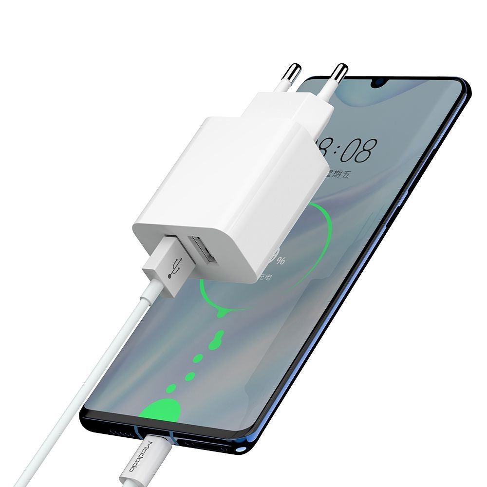 McDodo CH-6721 Network Charger with USB-C Cable Offer, 12W, 2.4A, 2 x USB-A, White