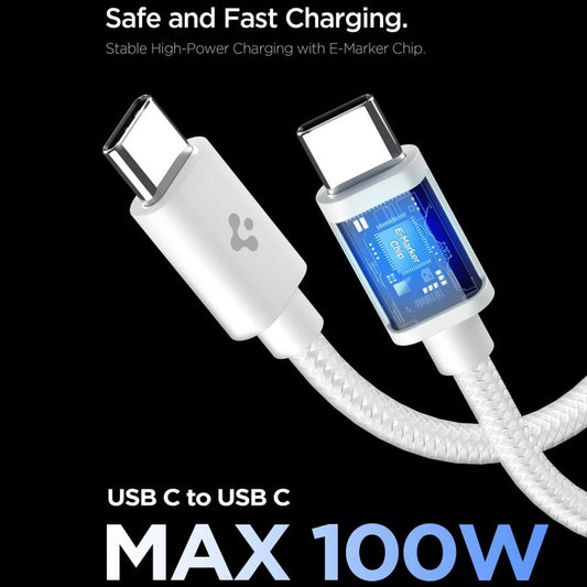 Cargador de Red con Cable USB-C Spigen EE451EU Essential, 45W, 3A, 1 x USB-C, Blanco ACH09473