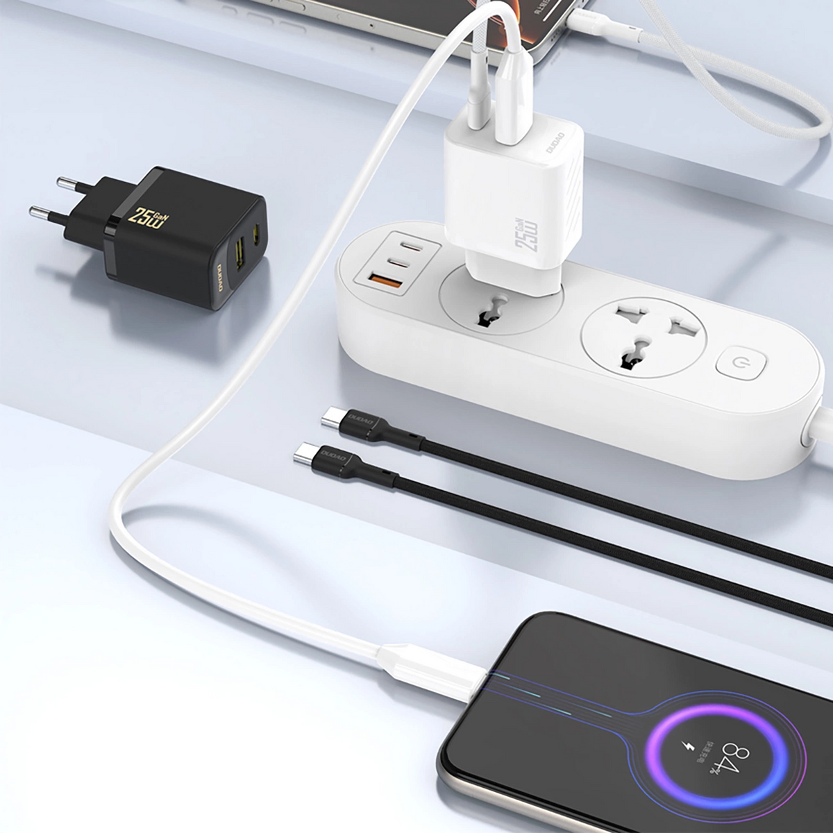 Cargador de Red Dudao A26T, 25W, 3A, 1 x USB-A - 1 x USB-C, Negro