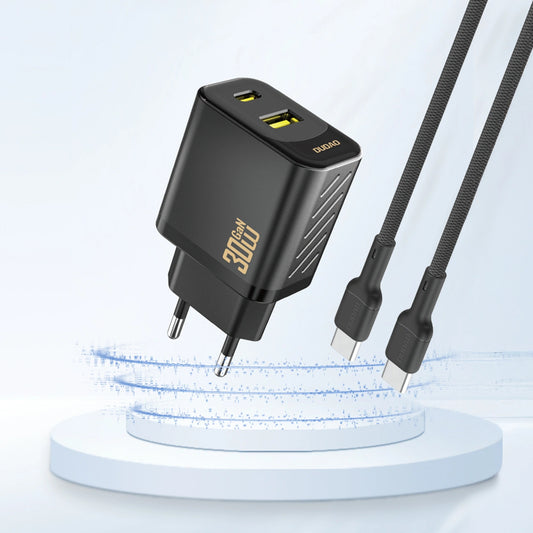 Cargador de Red Dudao A27TEU, 30W, 3A, 1 x USB-A - 1 x USB-C, Negro