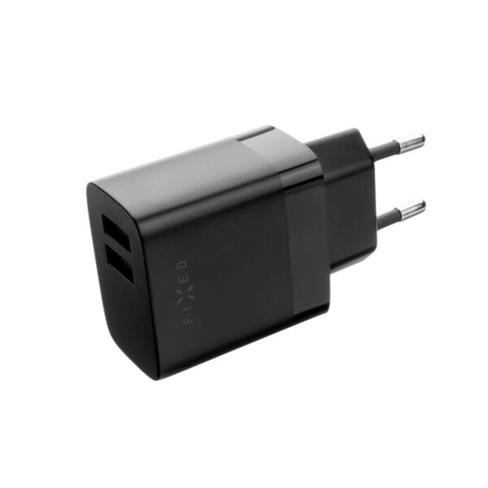Cargador de Red Fixed, 17W, 3A, 2 x USB-A, Negro