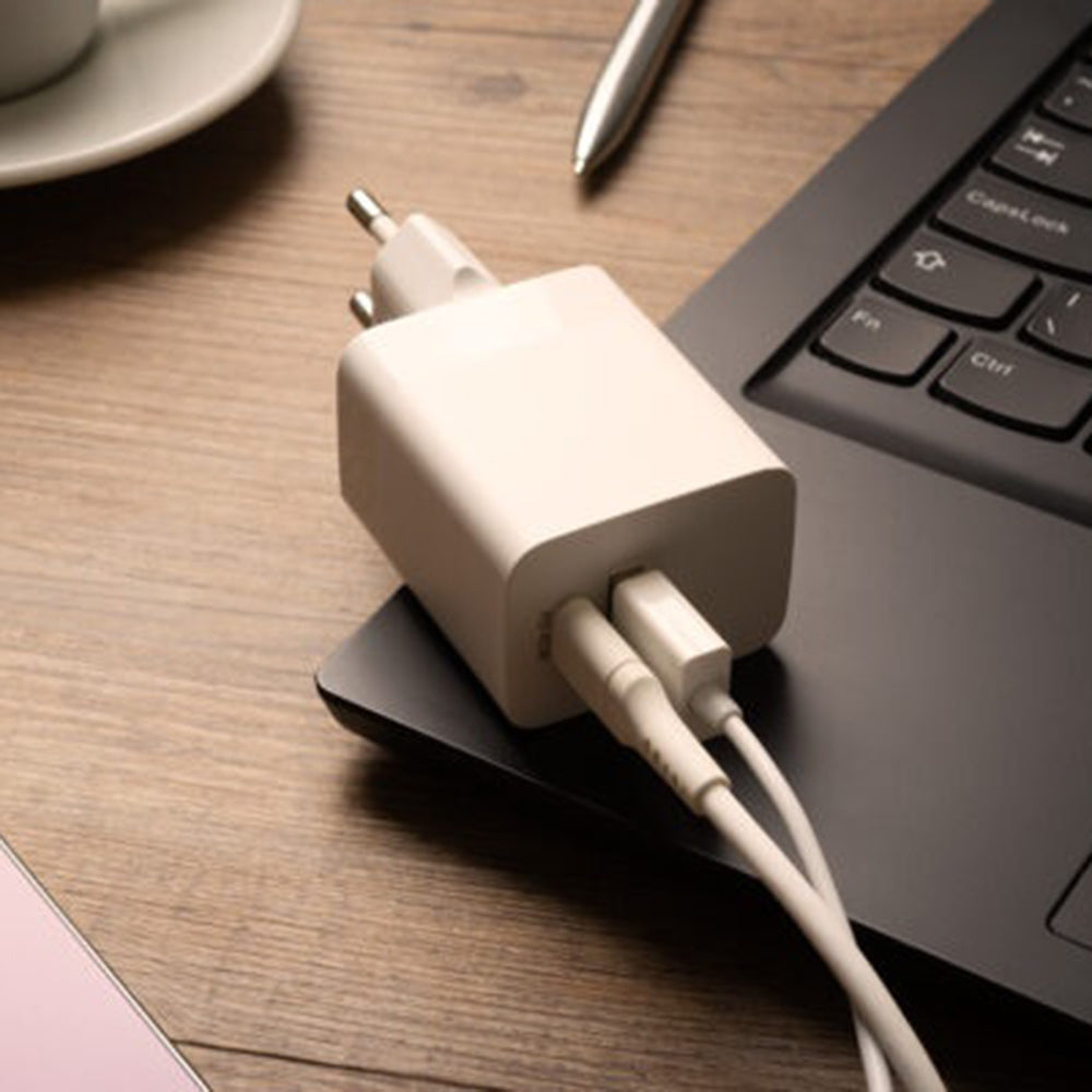 Cargador de Red Fixed Mini, 45W, 3A, 1 x USB-A - 1 x USB-C, Blanco