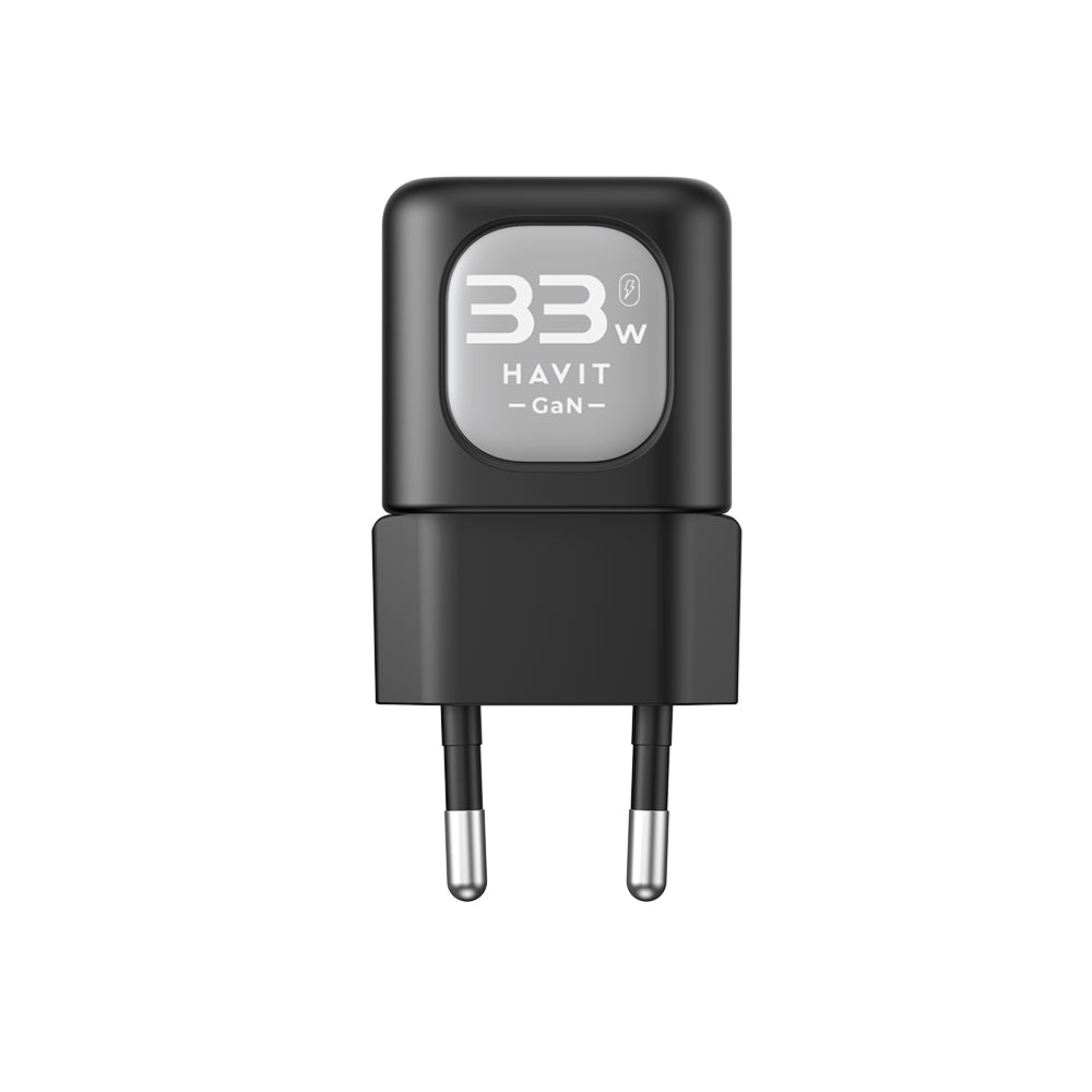Cargador de Red HAVIT UC230, 33W, 3A, 1 x USB-A - 1 x USB-C, Negro Gris