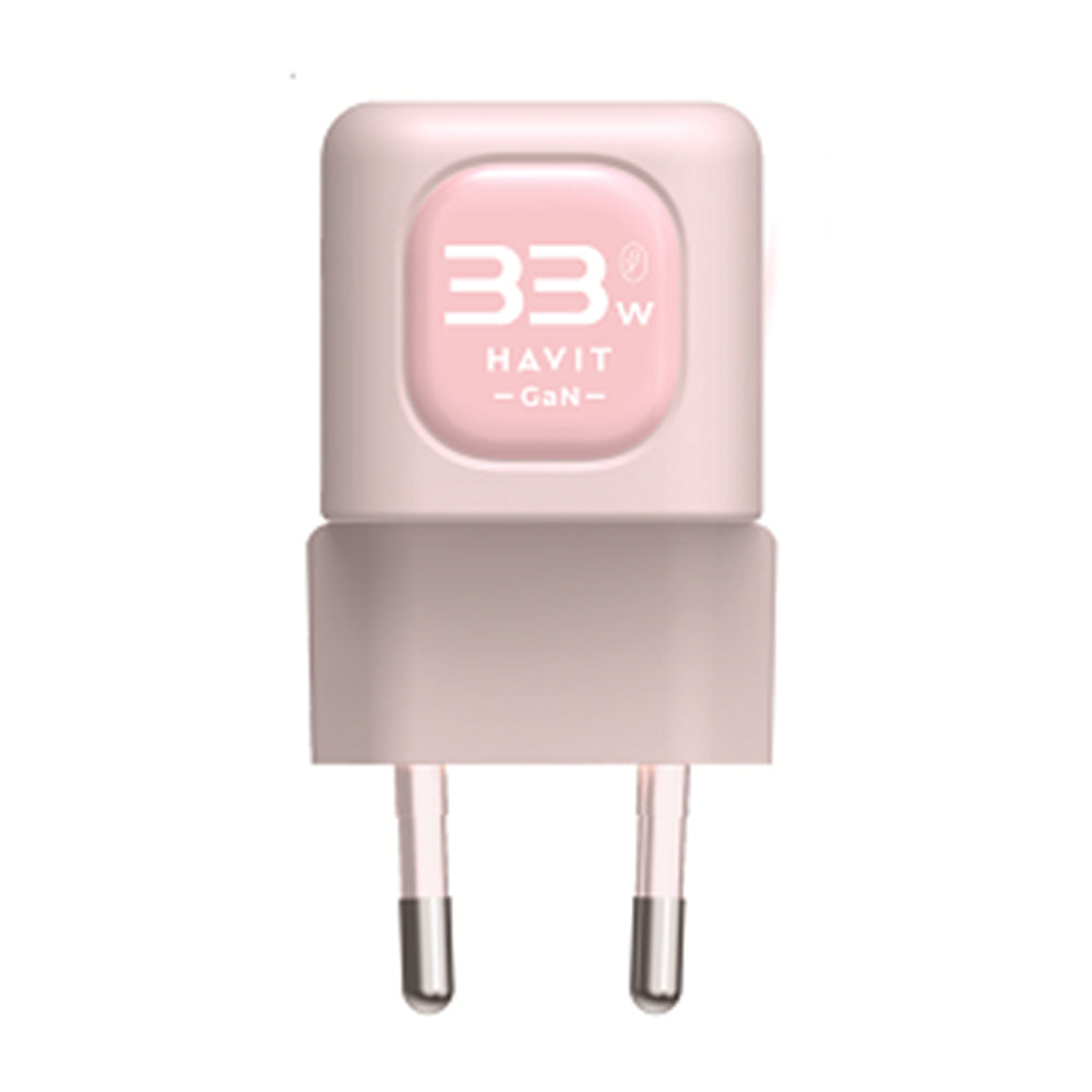 Cargador de Red HAVIT UC230, 33W, 3A, 1 x USB-A - 1 x USB-C, Rosa