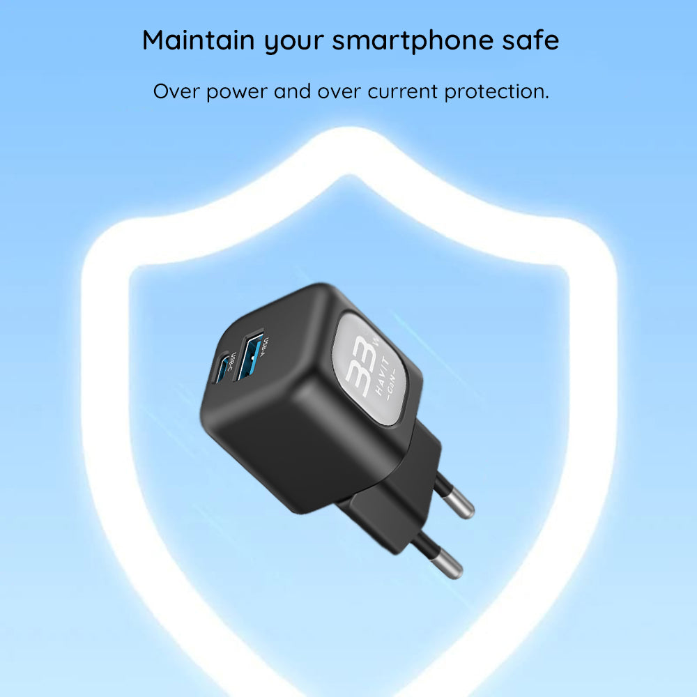 Cargador de Red HAVIT UC230, 33W, 3A, 1 x USB-A - 1 x USB-C, Rosa