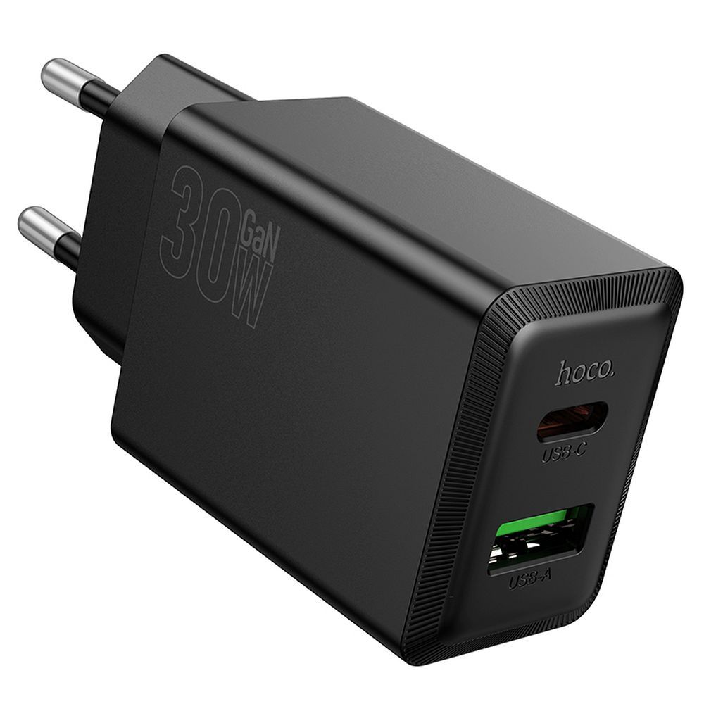 Cargador de Red HOCO N71, 30W, 3A, 1 x USB-A - 1 x USB-C, Negro