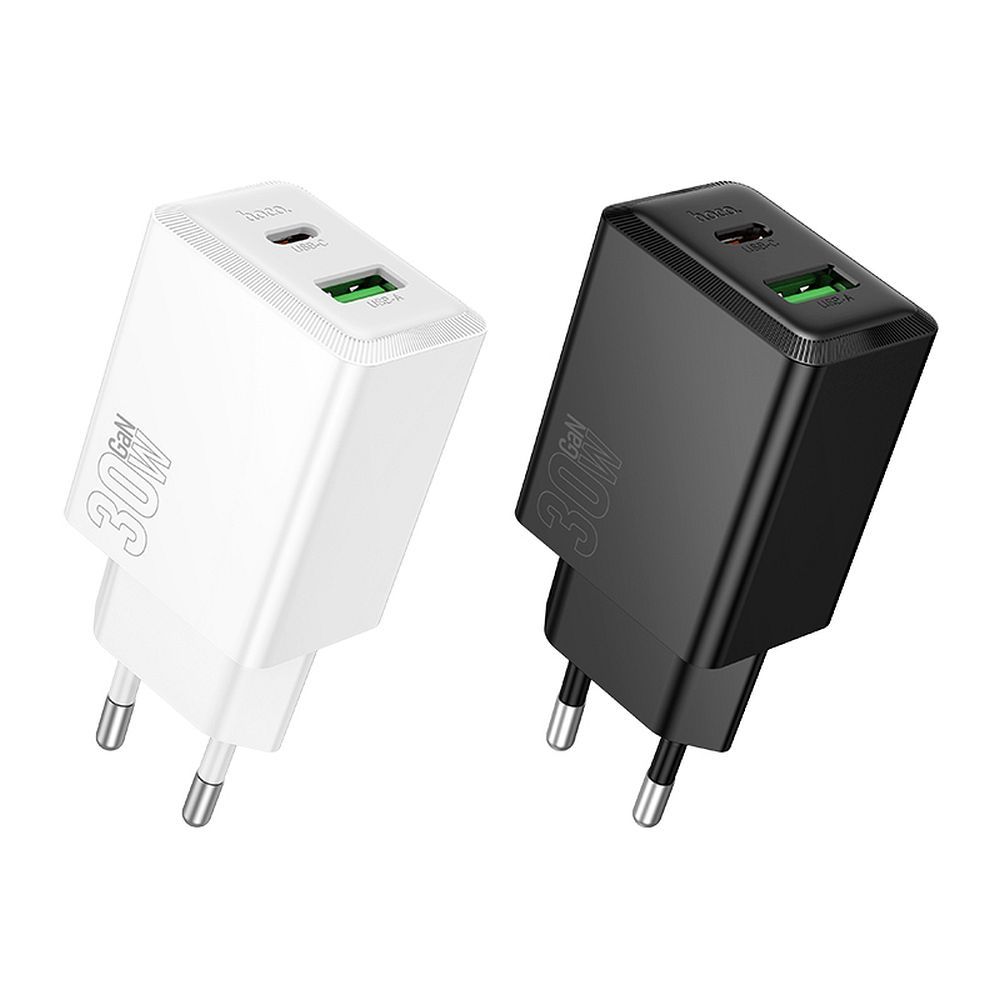 Cargador de Red HOCO N71, 30W, 3A, 1 x USB-A - 1 x USB-C, Negro