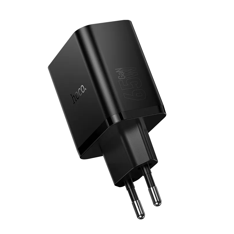Cargador de Red HOCO N75, 65W, 3A, 1 x USB-A - 2 x USB-C, Negro