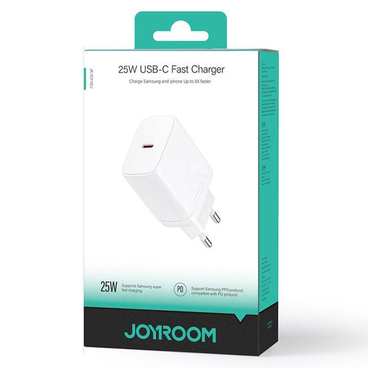 Cargador de red Joyroom JR-TCF11, 25W, 3A, 1 x USB-C, Blanco