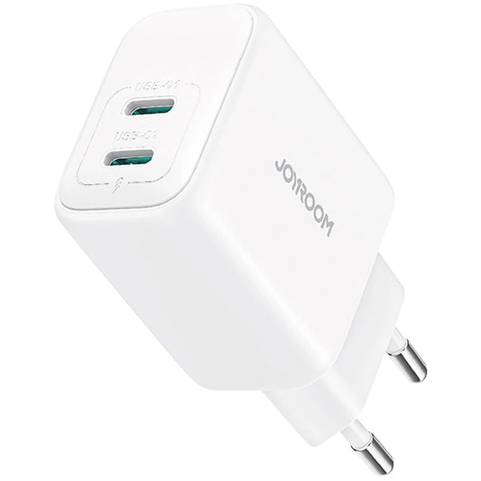 Cargador de Red Joyroom JR-TCF12, 20W, 3A, 2 x USB-C, Blanco