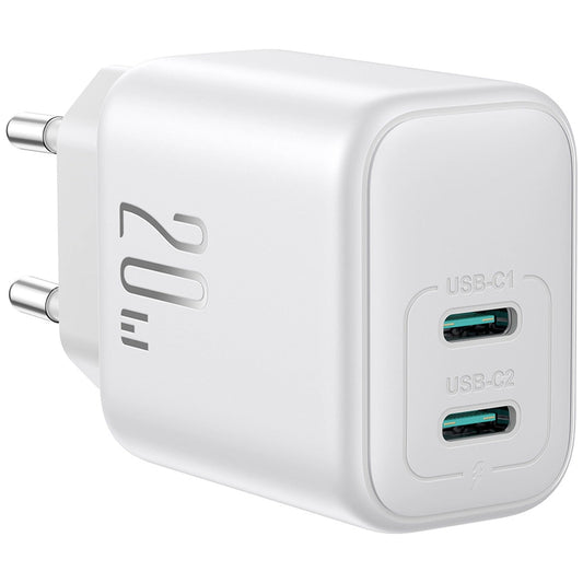 Cargador de Red Joyroom JR-TCF12, 20W, 3A, 2 x USB-C, Blanco