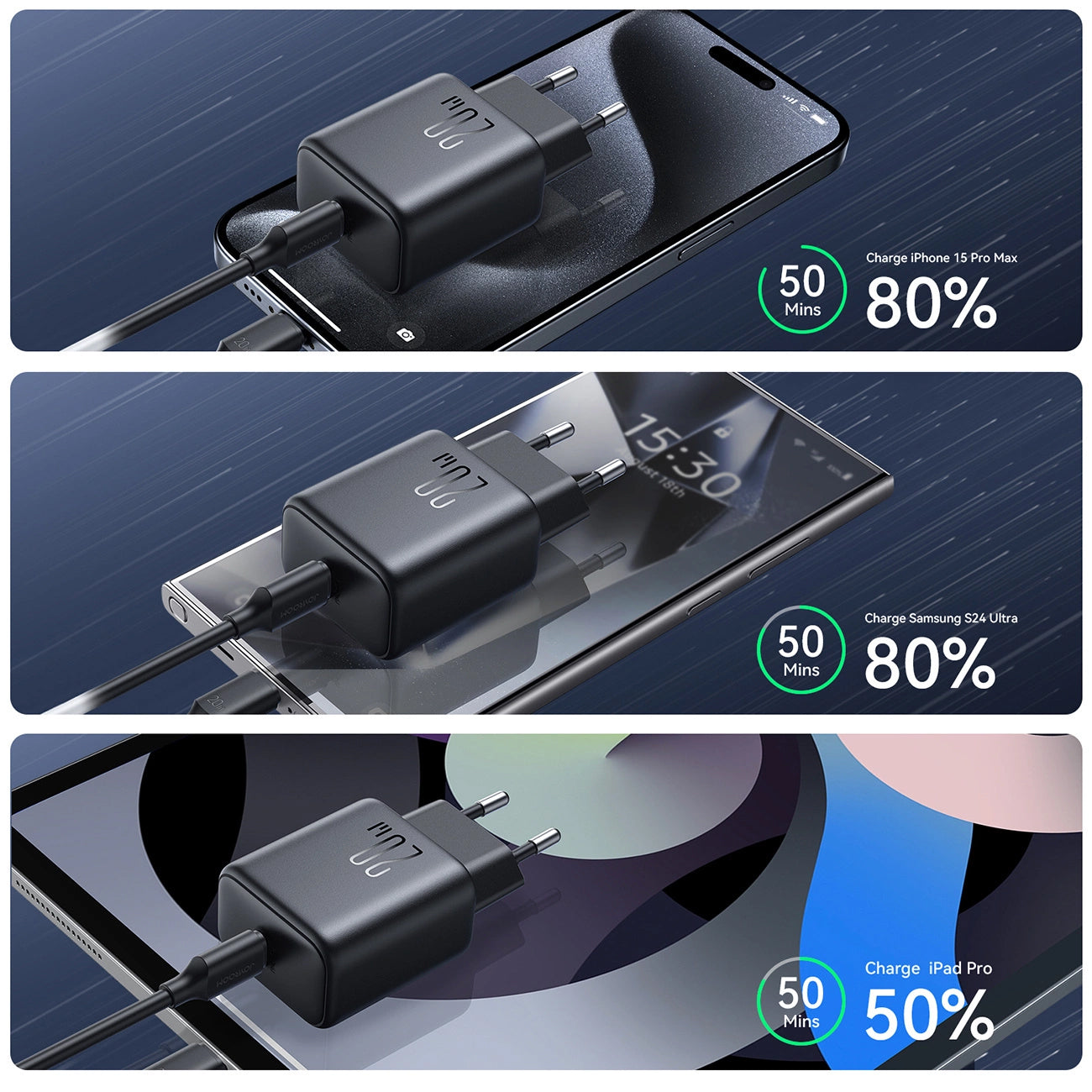 Cargador de Red Joyroom JR-TCF20, 20W, 3A, 1 x USB-C, Negro