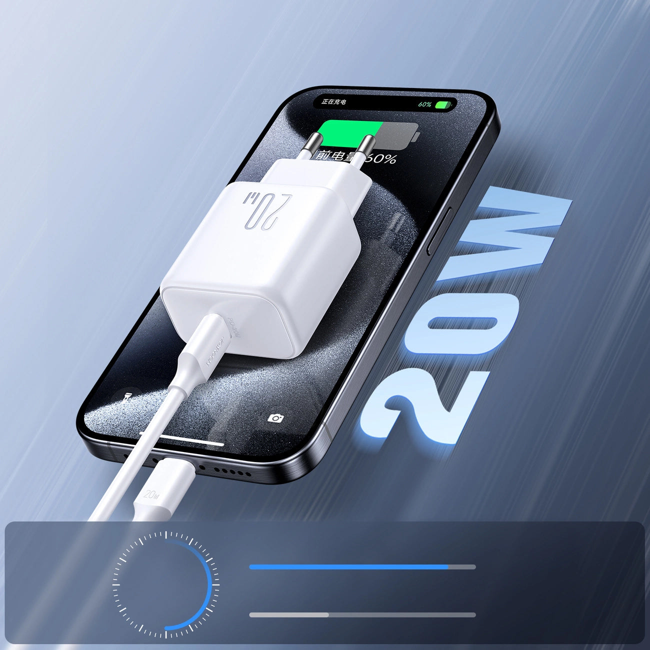 Cargador de Red Joyroom JR-TCF20, 20W, 3A, 1 x USB-C, Blanco