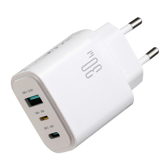 Cargador de Red Joyroom JR-TG6, 30W, 3A, 1 x Lightning - 1 x USB-A - 1 x USB-C, Blanco