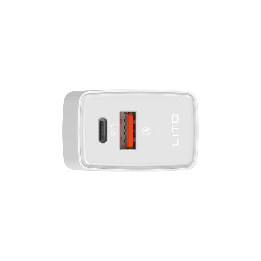 Cargador de Red Lito LC09, 20W, 3A, 1 x USB-A - 1 x USB-C, Blanco