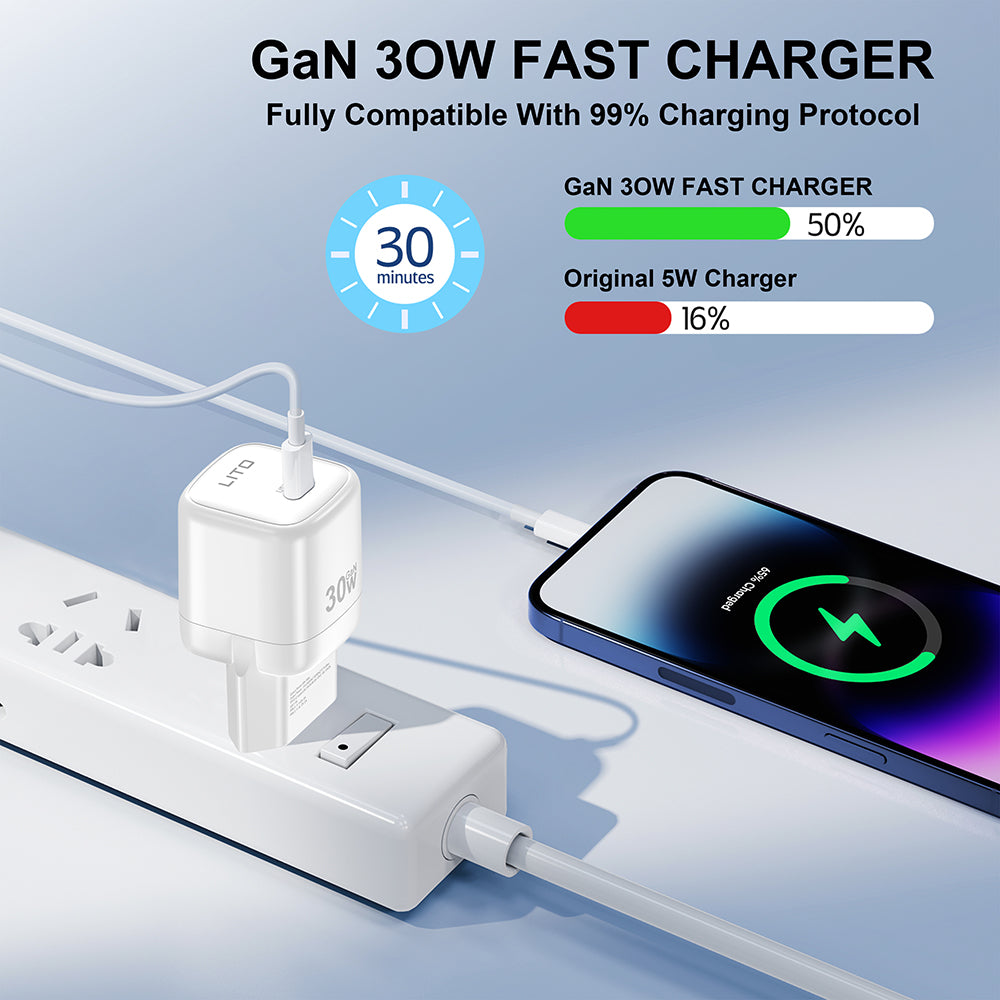 Cargador de Red Lito LC11, 30W, 3A, 1 x USB-C, Negro