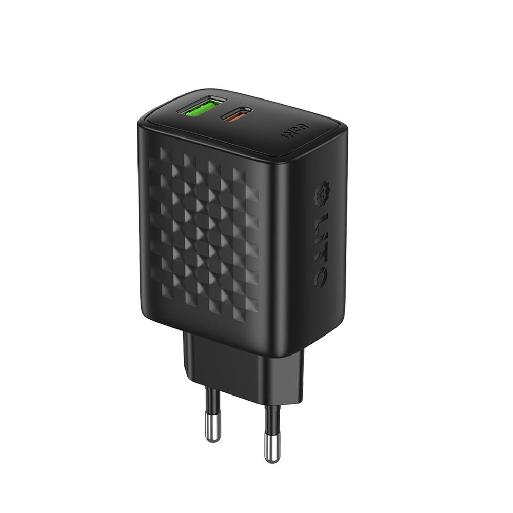 Cargador de Red Lito LC24, 65W, 3.25A, 1 x USB-A - 1 x USB-C, Negro