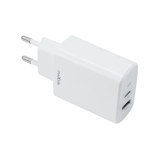 Cargador de red MaXlife MXTC-10-30AC, 30W, 3A, 1 x USB-A - 1 x USB-C, Blanco