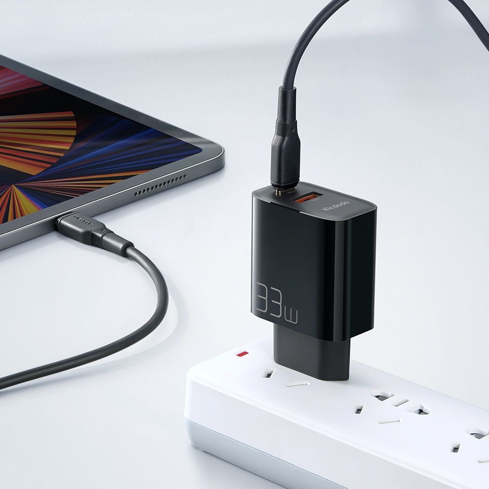 Cargador de Red McDodo CH-0921, 33W, 3A, 1 x USB-A - 1 x USB-C, Negro