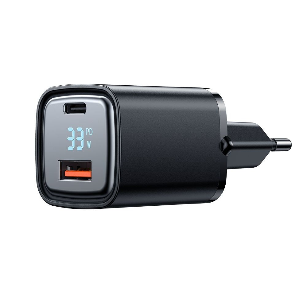 Cargador de Red McDodo CH-1701 Graphite Display, 33W, 3A, 1 x USB-A - 1 x USB-C, Negro