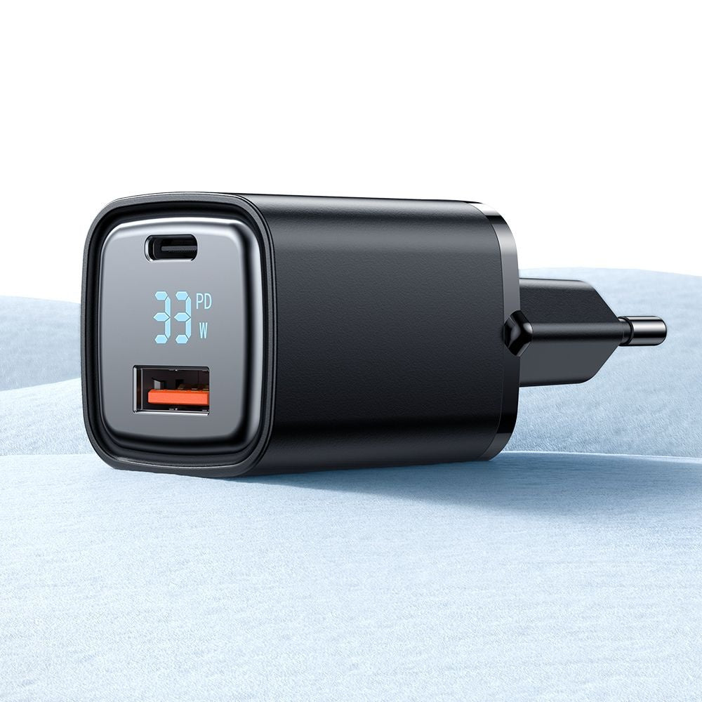 Cargador de Red McDodo CH-1701 Graphite Display, 33W, 3A, 1 x USB-A - 1 x USB-C, Negro
