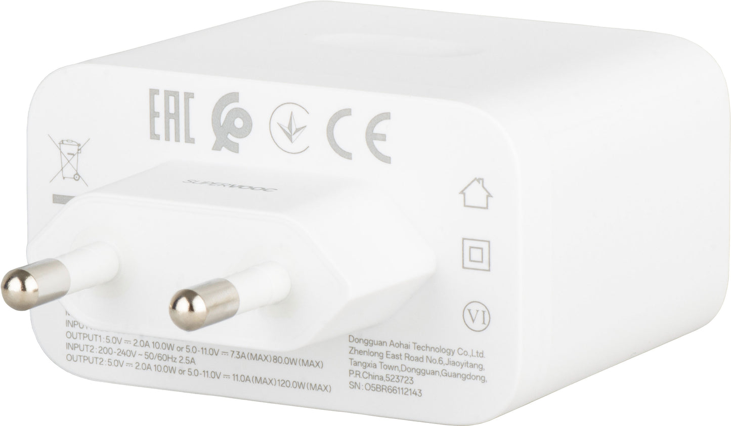 Cargador de Red OnePlus, 120W, 1 x USB-A, Blanco