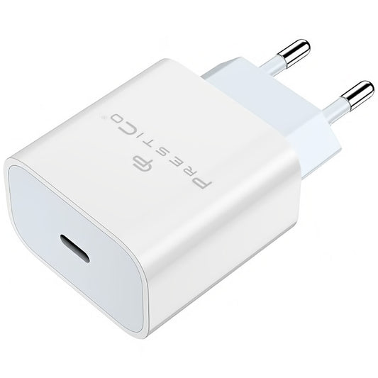 Cargador de red Prestico F8A Box, 20W, 3A, 1 x USB-C, Blanco