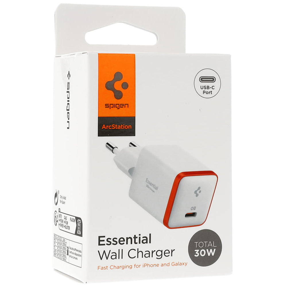 Cargador de Red Spigen EE301EU Arcstation Essential, 30W, 3A, 1 x USB-C, Blanco ACH08449
