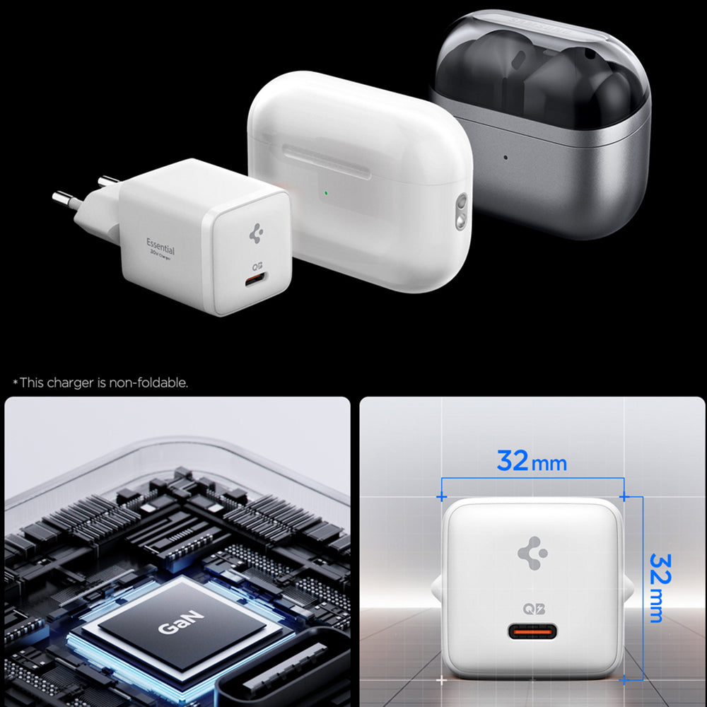 Cargador de Red Spigen EE301EU Essential, 30W, 3A, 1 x USB-C, Blanco KF2363556