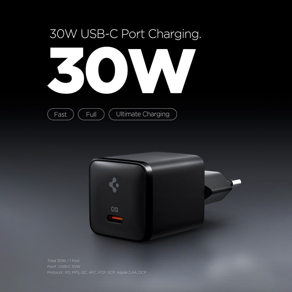Cargador de red Spigen EE301EU Essential, 30W, 3A, 1 x USB-C, Negro ACH09493
