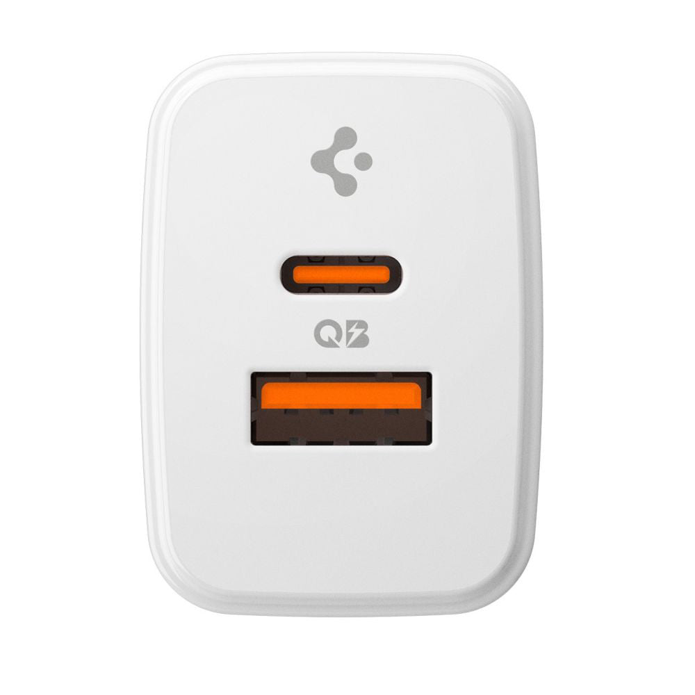 Cargador de Red Spigen Essential, 20W, 3A, 1 x USB-A - 1 x USB-C, Blanco ACH08704