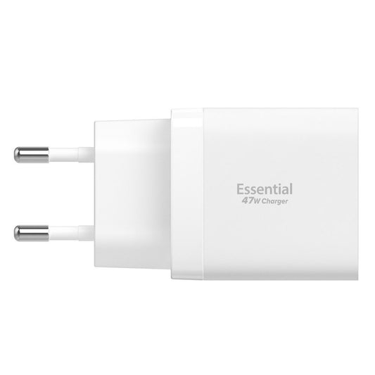 Cargador de Red Spigen Essential, 47W, 3A, 2 x USB-C, Blanco