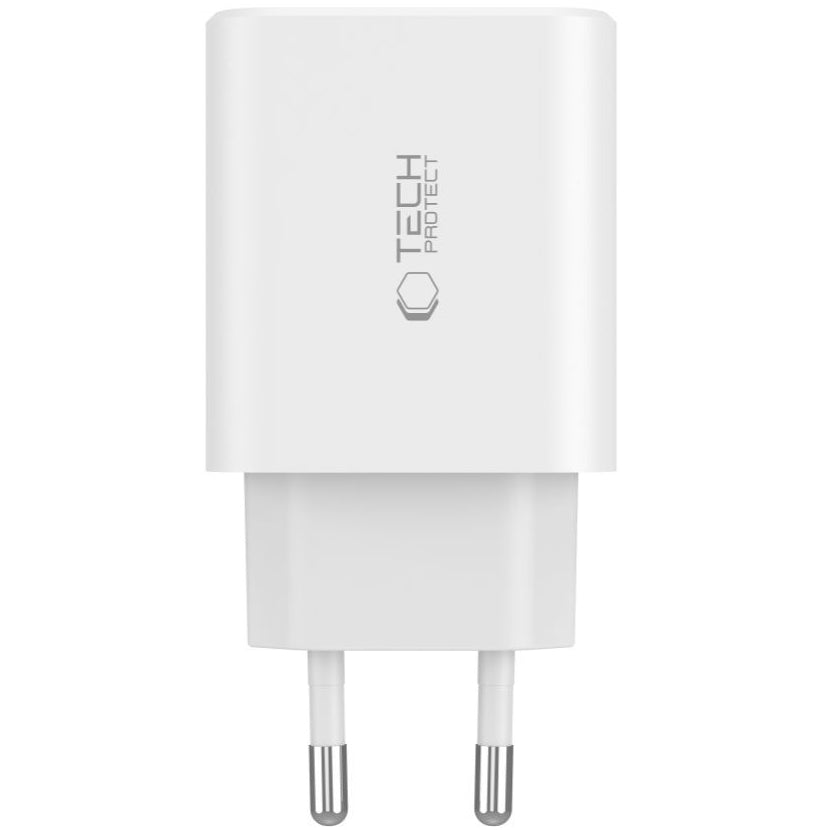 Cargador de red Tech-Protect NC30W, 30W, 3A, 1 x USB-A - 2 x USB-C, Blanco