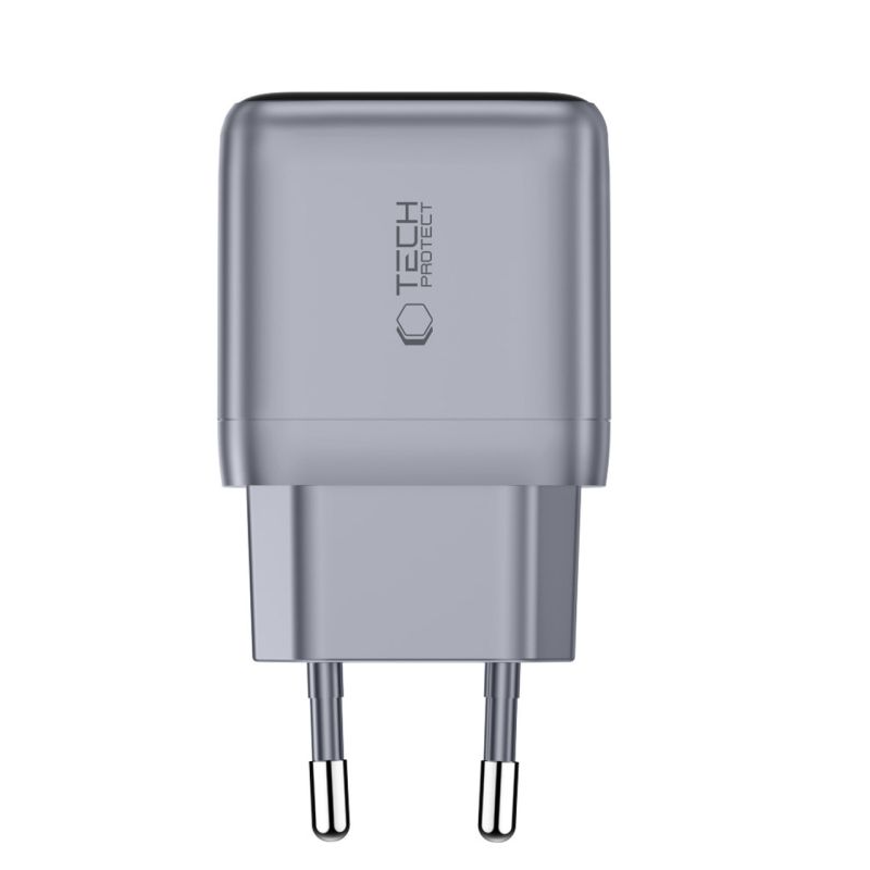 Cargador de Red Tech-Protect NC45W Display, 45W, 3A, 1 x USB-C, Gris