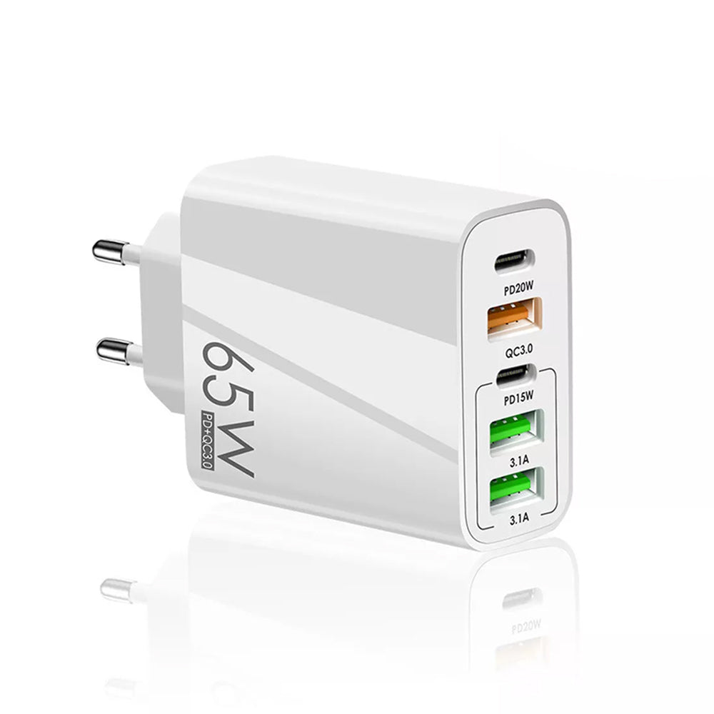 Cargador de Red Techsuit CHC2 PentaXPower, 20W, 3A, 3 x USB-A - 2 x USB-C, Blanco