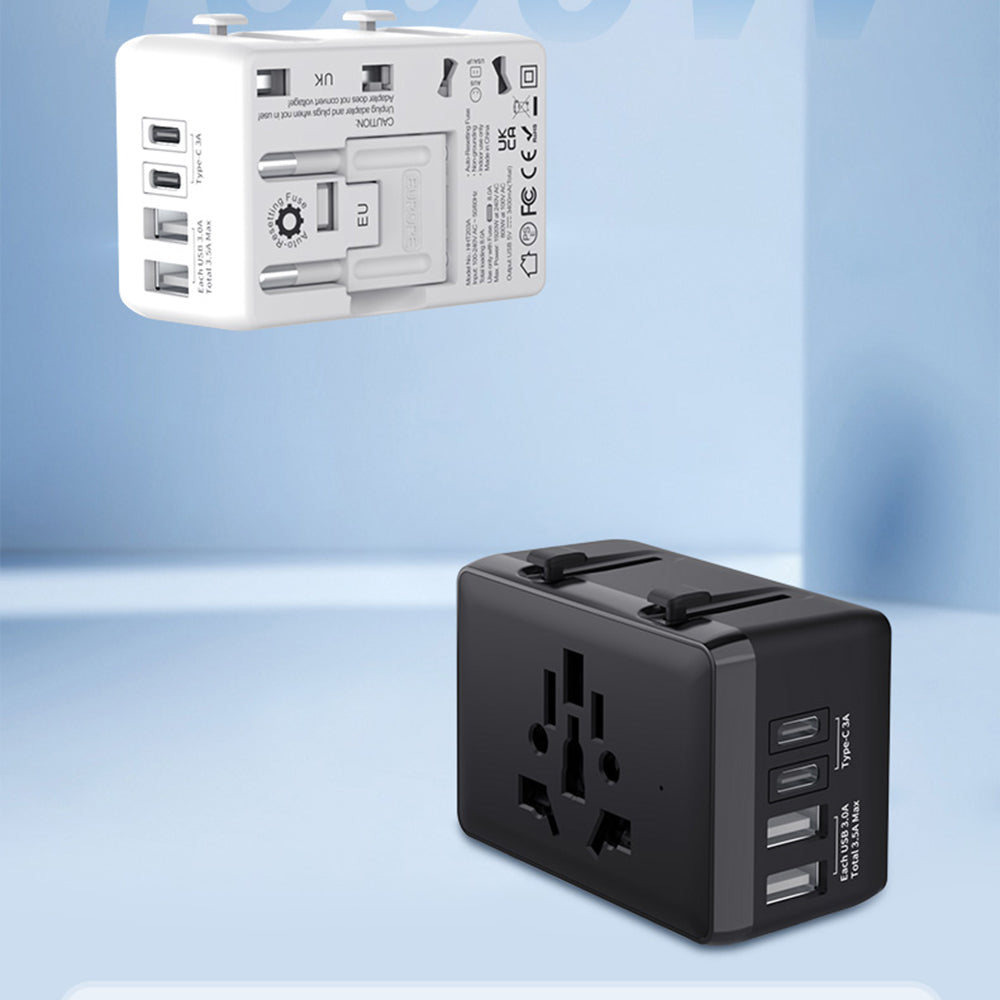 Cargador de Red Techsuit HHT203A Travel, 20W, 3A, 2 x USB-A - 2 x USB-C, Blanco