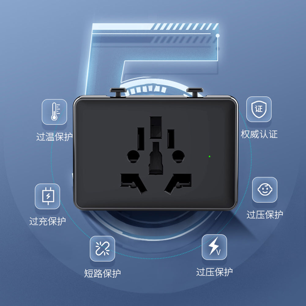 Cargador de Red Techsuit HHT203A Travel, 20W, 3A, 2 x USB-A - 2 x USB-C, Negro