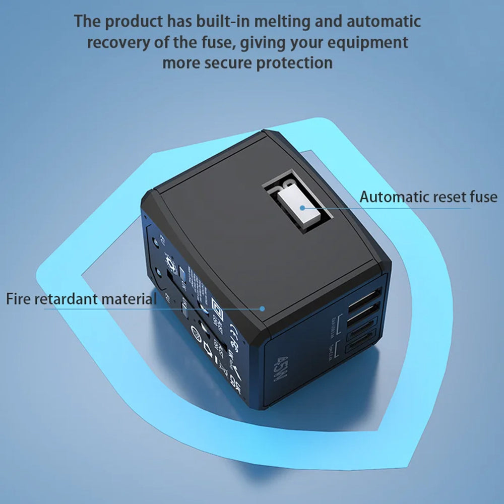 Cargador de Red Techsuit HHT905 Travel, 45W, 3A, 2 x USB-A - 2 x USB-C, Negro